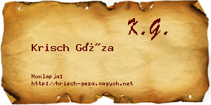 Krisch Géza névjegykártya